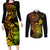 Hawaii Couples Matching Long Sleeve Bodycon Dress and Long Sleeve Button Shirts Turtle Mix Polynesian Plumeria Reggae Version - Wonder Print Shop