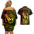 Hawaii Couples Matching Off Shoulder Short Dress and Hawaiian Shirt Turtle Mix Polynesian Plumeria Reggae Version - Wonder Print Shop