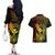 Hawaii Couples Matching Off The Shoulder Long Sleeve Dress and Hawaiian Shirt Turtle Mix Polynesian Plumeria Reggae Version - Wonder Print Shop