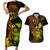 Hawaii Couples Matching Short Sleeve Bodycon Dress and Hawaiian Shirt Turtle Mix Polynesian Plumeria Reggae Version - Wonder Print Shop