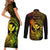 Hawaii Couples Matching Short Sleeve Bodycon Dress and Long Sleeve Button Shirts Turtle Mix Polynesian Plumeria Reggae Version - Wonder Print Shop