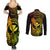 Hawaii Couples Matching Summer Maxi Dress and Long Sleeve Button Shirts Turtle Mix Polynesian Plumeria Reggae Version - Wonder Print Shop