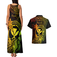 Hawaii Couples Matching Tank Maxi Dress and Hawaiian Shirt Turtle Mix Polynesian Plumeria Reggae Version - Wonder Print Shop
