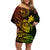 Hawaii Family Matching Off Shoulder Short Dress and Hawaiian Shirt Turtle Mix Polynesian Plumeria Reggae Version - Wonder Print Shop