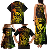 Hawaii Family Matching Tank Maxi Dress and Hawaiian Shirt Turtle Mix Polynesian Plumeria Reggae Version - Wonder Print Shop