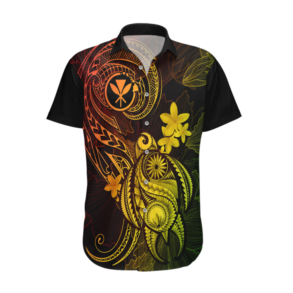 Hawaii Hawaiian Shirt Turtle Mix Polynesian Plumeria Reggae Version - Wonder Print Shop
