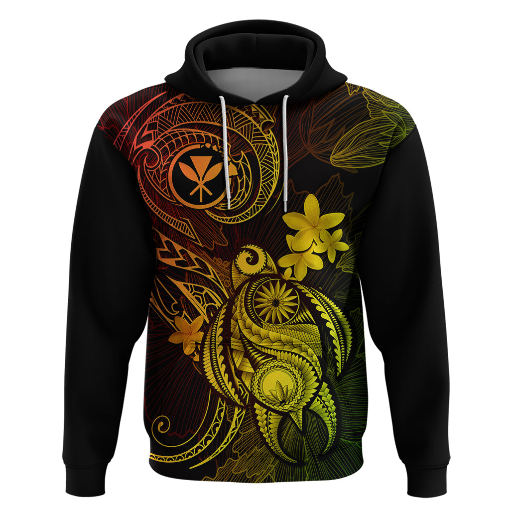 Hawaii Hoodie Turtle Mix Polynesian Plumeria Reggae Version - Wonder Print Shop