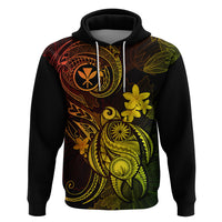 Hawaii Hoodie Turtle Mix Polynesian Plumeria Reggae Version - Wonder Print Shop