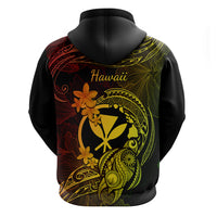 Hawaii Hoodie Turtle Mix Polynesian Plumeria Reggae Version - Wonder Print Shop
