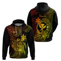 Hawaii Hoodie Turtle Mix Polynesian Plumeria Reggae Version - Wonder Print Shop
