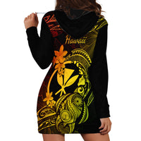 Hawaii Hoodie Dress Turtle Mix Polynesian Plumeria Reggae Version - Wonder Print Shop