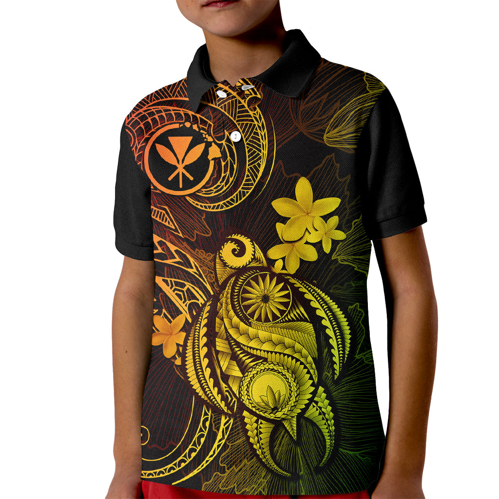 Hawaii Kid Polo Shirt Turtle Mix Polynesian Plumeria Reggae Version - Wonder Print Shop
