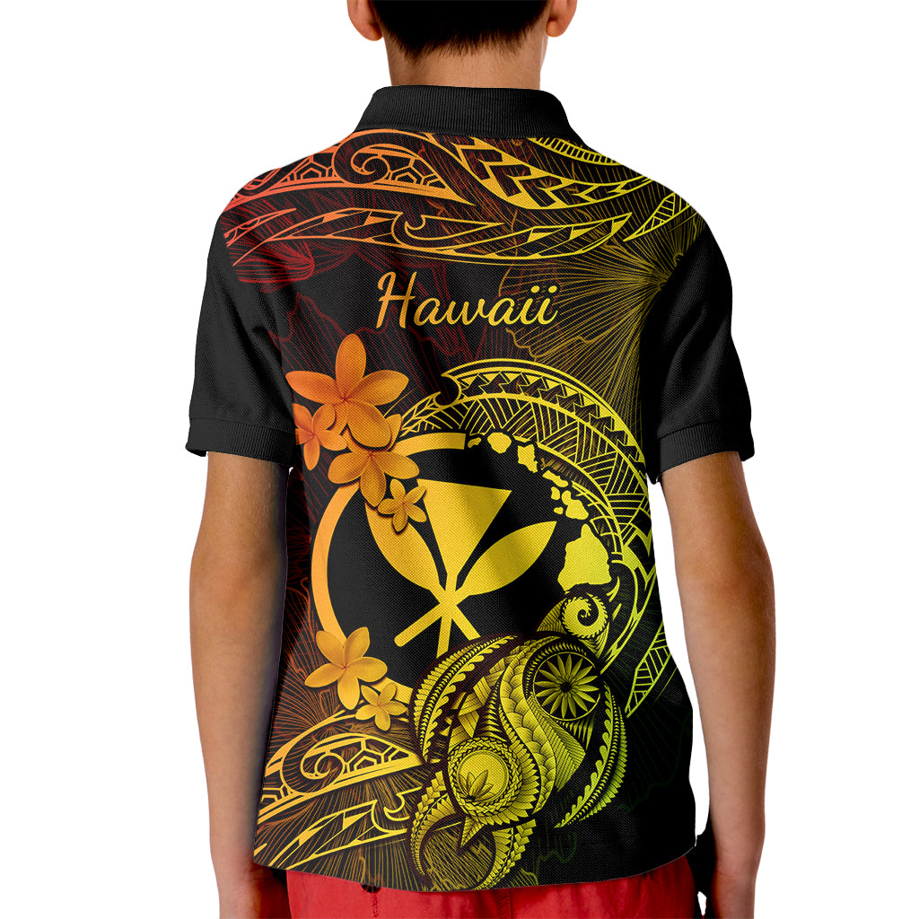 Hawaii Kid Polo Shirt Turtle Mix Polynesian Plumeria Reggae Version - Wonder Print Shop