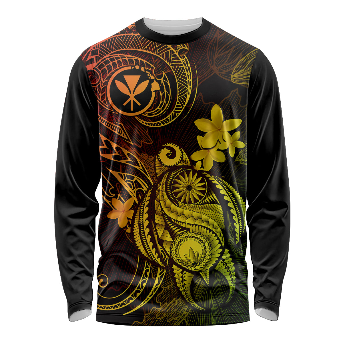 Hawaii Long Sleeve Shirt Turtle Mix Polynesian Plumeria Reggae Version - Wonder Print Shop