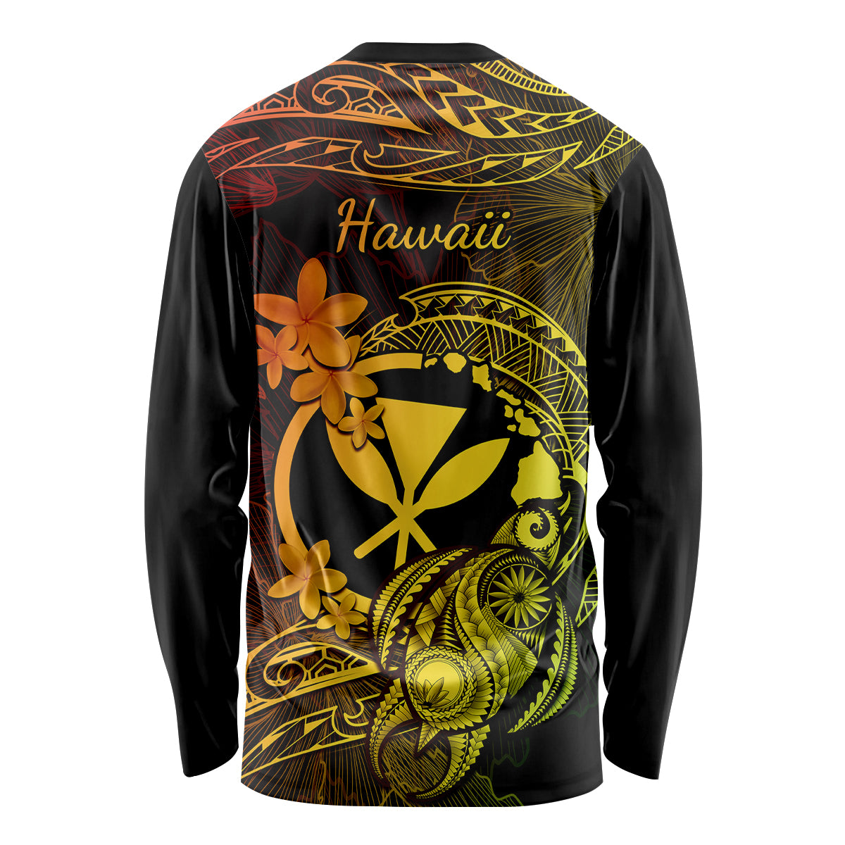 Hawaii Long Sleeve Shirt Turtle Mix Polynesian Plumeria Reggae Version - Wonder Print Shop