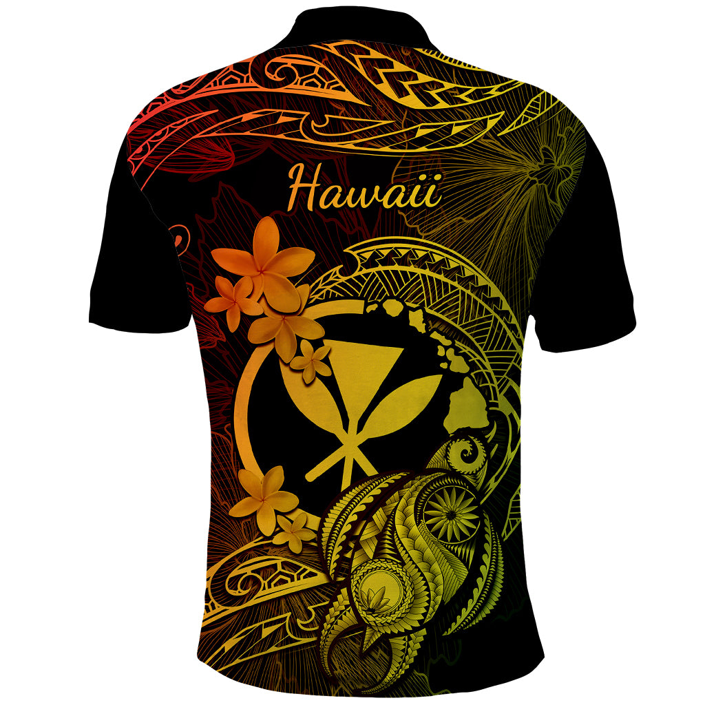 Hawaii Polo Shirt Turtle Mix Polynesian Plumeria Reggae Version - Wonder Print Shop