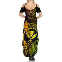 Hawaii Summer Maxi Dress Turtle Mix Polynesian Plumeria Reggae Version - Wonder Print Shop
