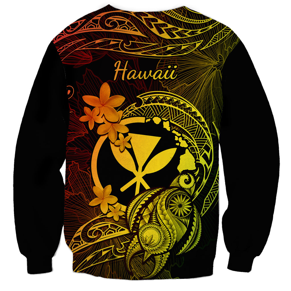 Hawaii Sweatshirt Turtle Mix Polynesian Plumeria Reggae Version - Wonder Print Shop