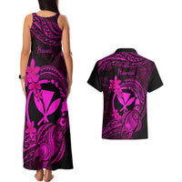 Hawaii Couples Matching Tank Maxi Dress and Hawaiian Shirt Turtle Mix Polynesian Plumeria Pink Version - Wonder Print Shop