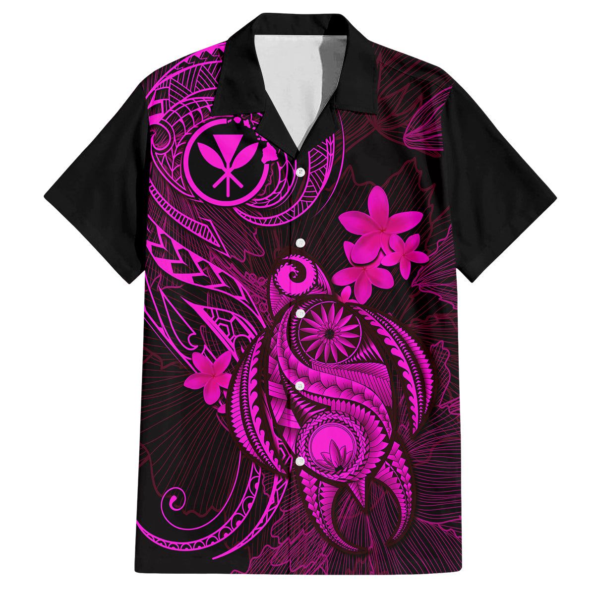 Hawaii Family Matching Long Sleeve Bodycon Dress and Hawaiian Shirt Turtle Mix Polynesian Plumeria Pink Version - Wonder Print Shop