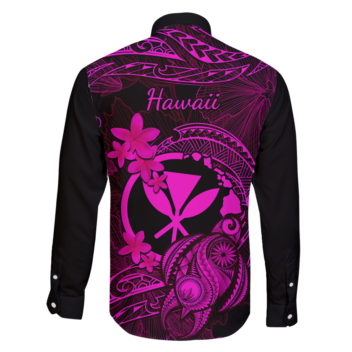 Hawaii Family Matching Off Shoulder Long Sleeve Dress and Hawaiian Shirt Turtle Mix Polynesian Plumeria Pink Version - Wonder Print Shop