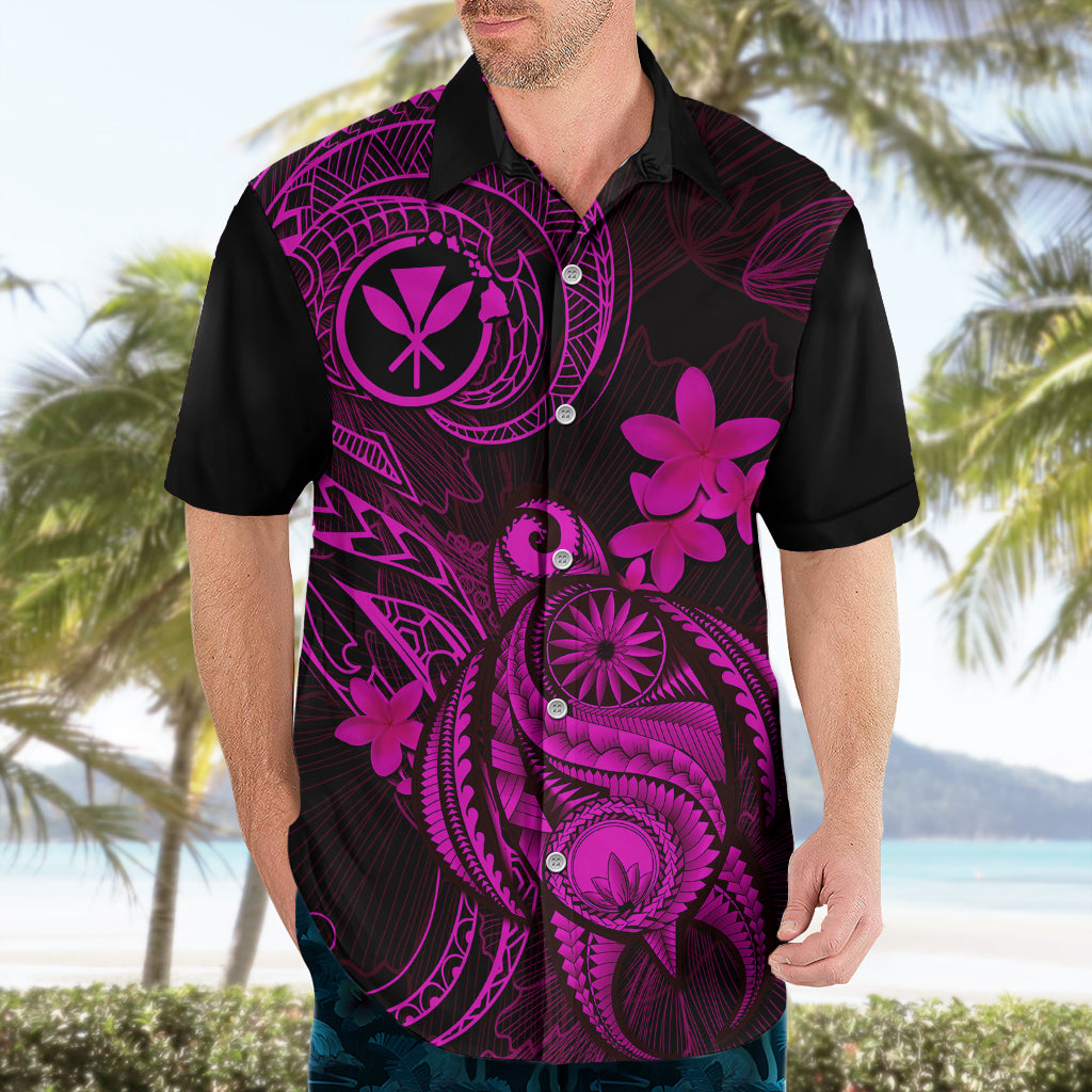 Hawaii Hawaiian Shirt Turtle Mix Polynesian Plumeria Pink Version - Wonder Print Shop