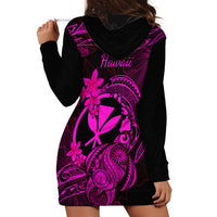 Hawaii Hoodie Dress Turtle Mix Polynesian Plumeria Pink Version - Wonder Print Shop