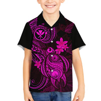 Hawaii Kid Hawaiian Shirt Turtle Mix Polynesian Plumeria Pink Version - Wonder Print Shop