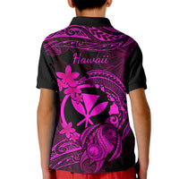 Hawaii Kid Polo Shirt Turtle Mix Polynesian Plumeria Pink Version - Wonder Print Shop