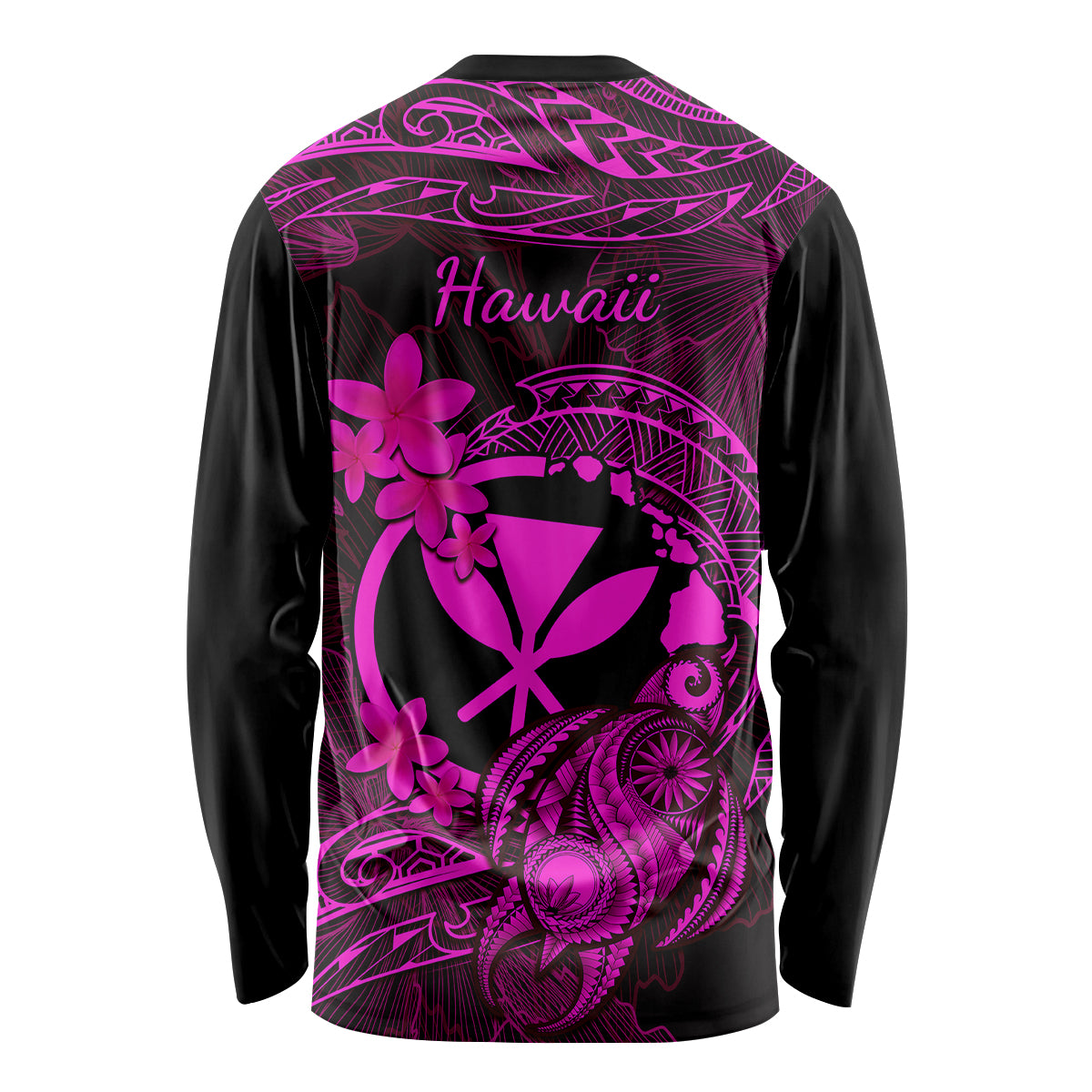 Hawaii Long Sleeve Shirt Turtle Mix Polynesian Plumeria Pink Version - Wonder Print Shop