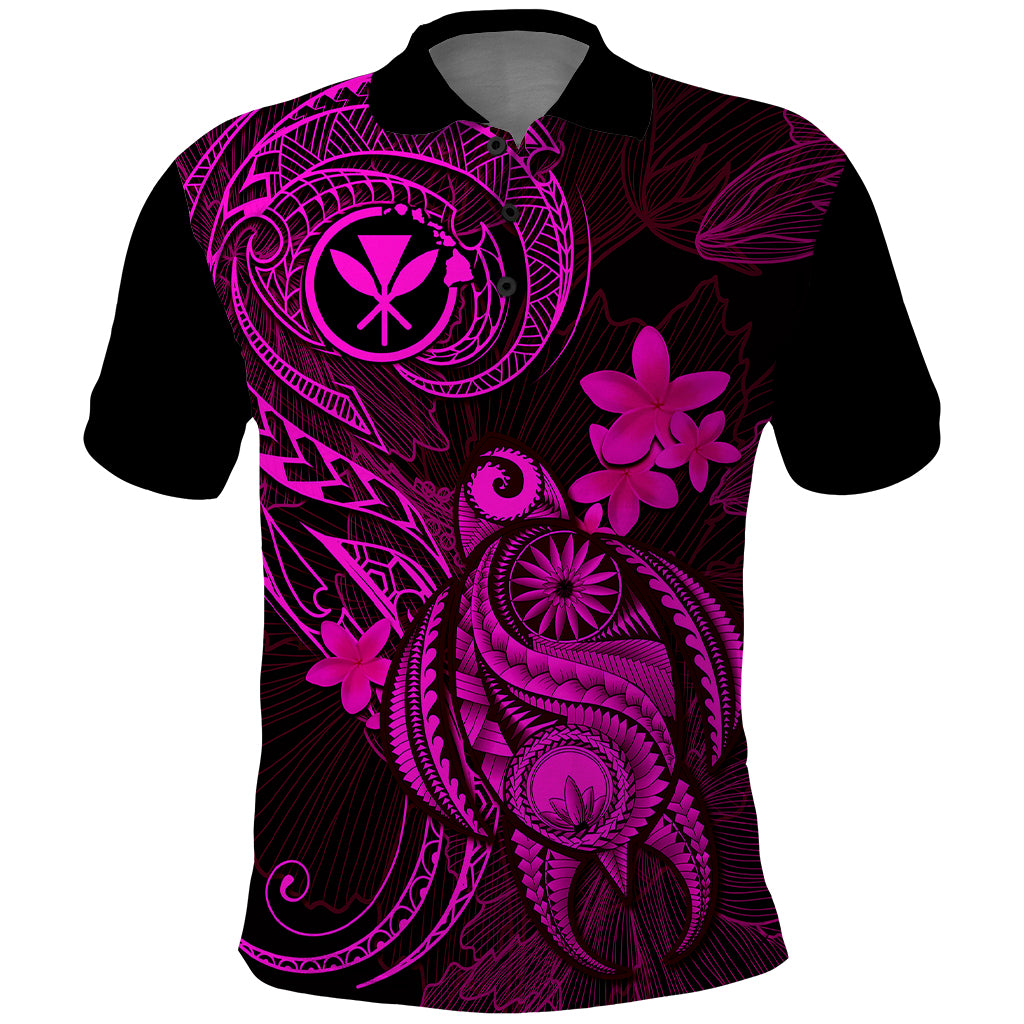 Hawaii Polo Shirt Turtle Mix Polynesian Plumeria Pink Version - Wonder Print Shop