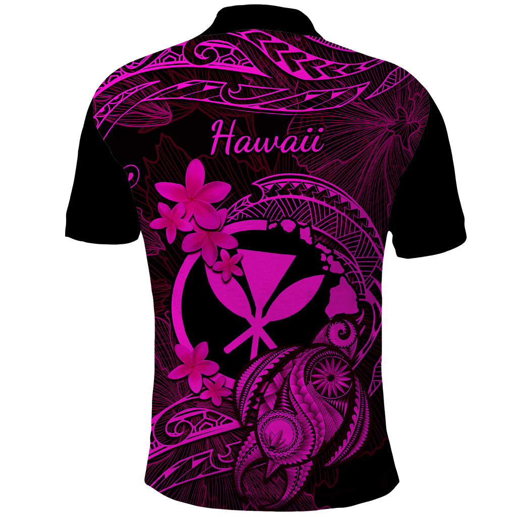 Hawaii Polo Shirt Turtle Mix Polynesian Plumeria Pink Version - Wonder Print Shop
