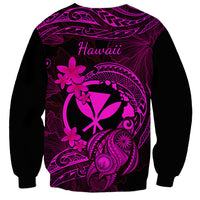 Hawaii Sweatshirt Turtle Mix Polynesian Plumeria Pink Version - Wonder Print Shop