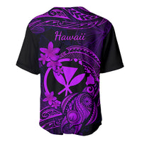 Hawaii Baseball Jersey Turtle Mix Polynesian Plumeria Purple Version - Wonder Print Shop