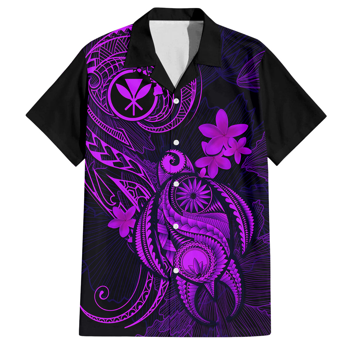 Hawaii Family Matching Mermaid Dress and Hawaiian Shirt Turtle Mix Polynesian Plumeria Purple Version - Wonder Print Shop