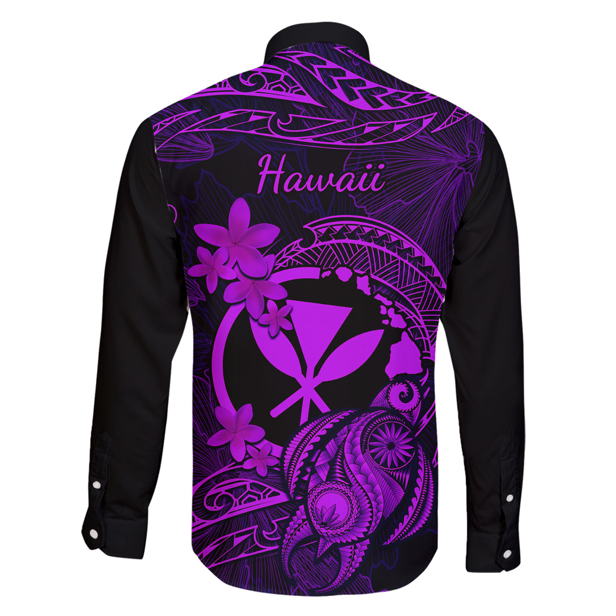 Hawaii Family Matching Off Shoulder Short Dress and Hawaiian Shirt Turtle Mix Polynesian Plumeria Purple Version - Wonder Print Shop