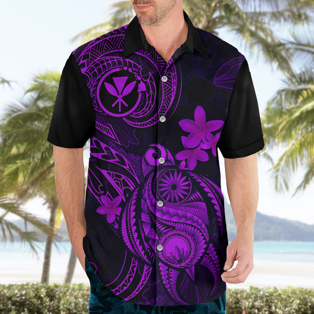 Hawaii Hawaiian Shirt Turtle Mix Polynesian Plumeria Purple Version - Wonder Print Shop