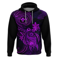 Hawaii Hoodie Turtle Mix Polynesian Plumeria Purple Version - Wonder Print Shop