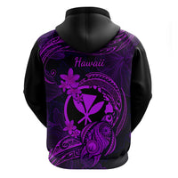 Hawaii Hoodie Turtle Mix Polynesian Plumeria Purple Version - Wonder Print Shop