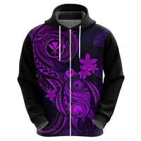 Hawaii Hoodie Turtle Mix Polynesian Plumeria Purple Version - Wonder Print Shop