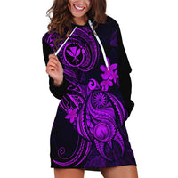 Hawaii Hoodie Dress Turtle Mix Polynesian Plumeria Purple Version - Wonder Print Shop