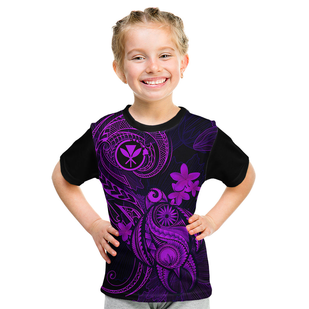 Hawaii Kid T Shirt Turtle Mix Polynesian Plumeria Purple Version - Wonder Print Shop