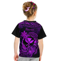 Hawaii Kid T Shirt Turtle Mix Polynesian Plumeria Purple Version - Wonder Print Shop