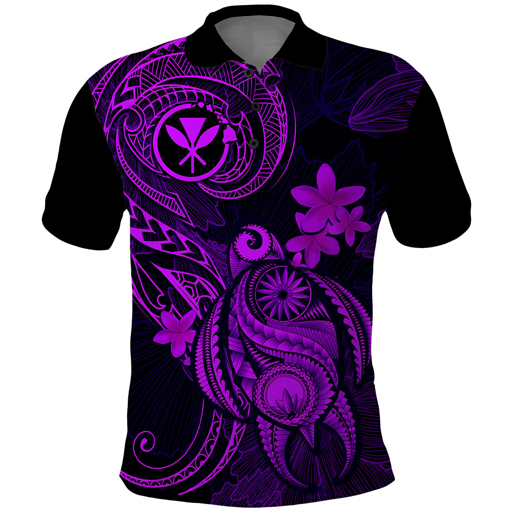 Hawaii Polo Shirt Turtle Mix Polynesian Plumeria Purple Version - Wonder Print Shop