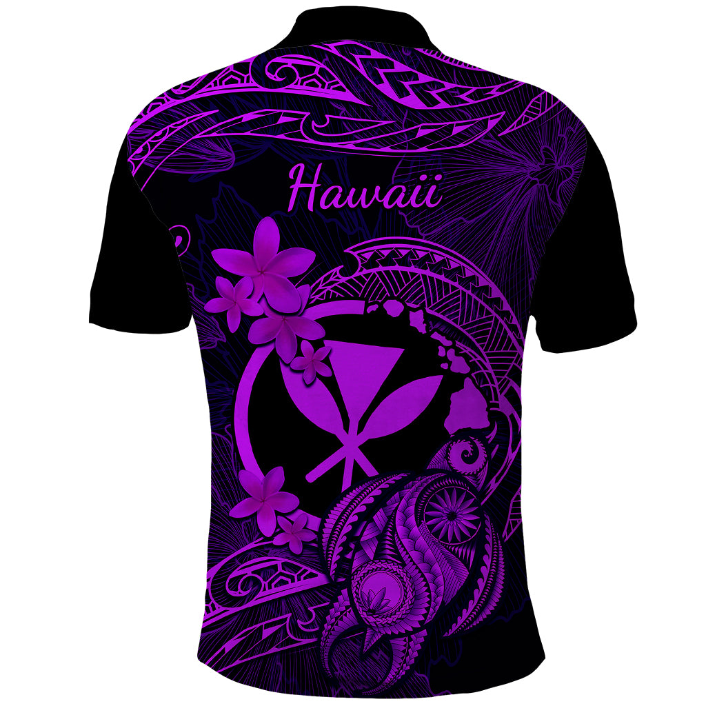Hawaii Polo Shirt Turtle Mix Polynesian Plumeria Purple Version - Wonder Print Shop