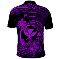 Hawaii Polo Shirt Turtle Mix Polynesian Plumeria Purple Version - Wonder Print Shop