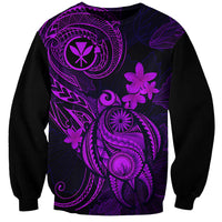 Hawaii Sweatshirt Turtle Mix Polynesian Plumeria Purple Version - Wonder Print Shop