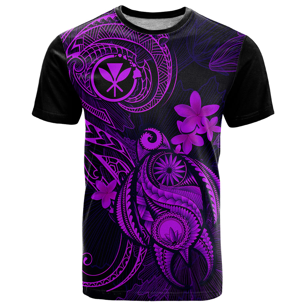 Hawaii T Shirt Turtle Mix Polynesian Plumeria Purple Version - Wonder Print Shop