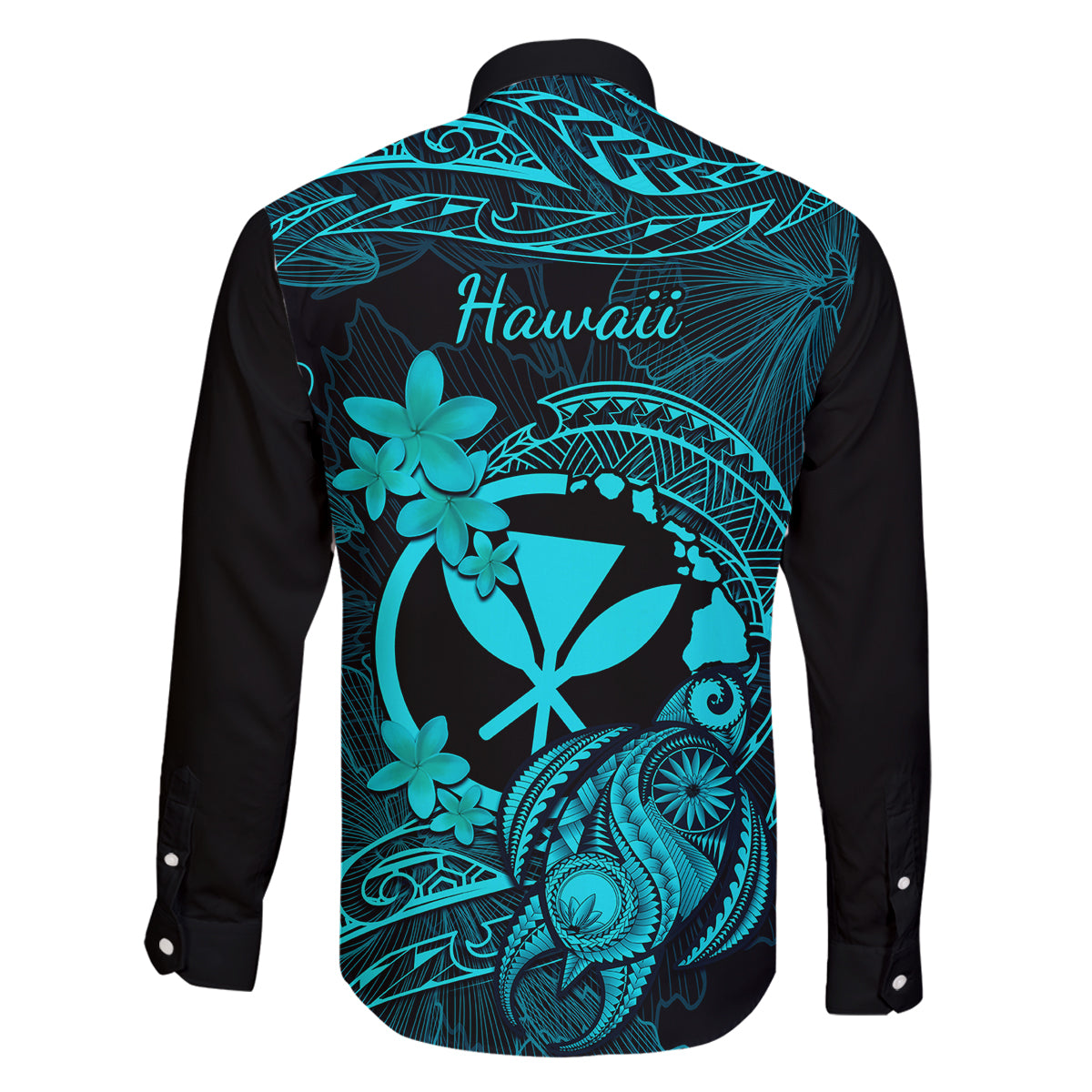 Hawaii Family Matching Mermaid Dress and Hawaiian Shirt Turtle Mix Polynesian Plumeria Turquoise Version - Wonder Print Shop