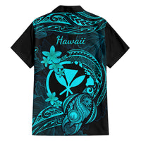 Hawaii Family Matching Tank Maxi Dress and Hawaiian Shirt Turtle Mix Polynesian Plumeria Turquoise Version - Wonder Print Shop